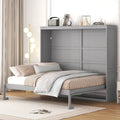 Space-Saving Wood Murphy Bed with Panelled Cabinet and Folding Support