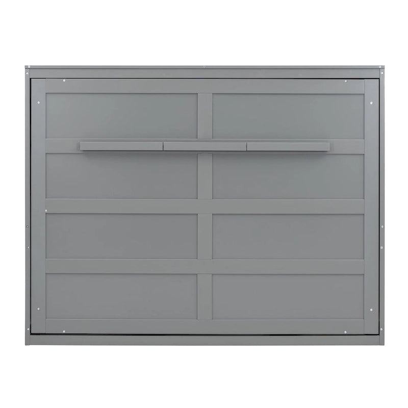 Space-Saving Wood Murphy Bed with Panelled Cabinet and Folding Support