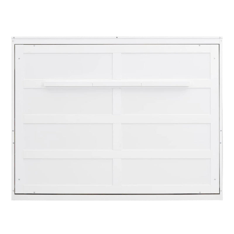 Space-Saving Wood Murphy Bed with Panelled Cabinet and Folding Support